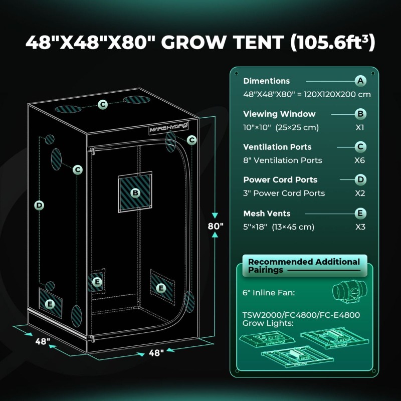 480W 4x4ft 120x120cm FC4800 EV - огляд і ціна Grow Tent 4X4